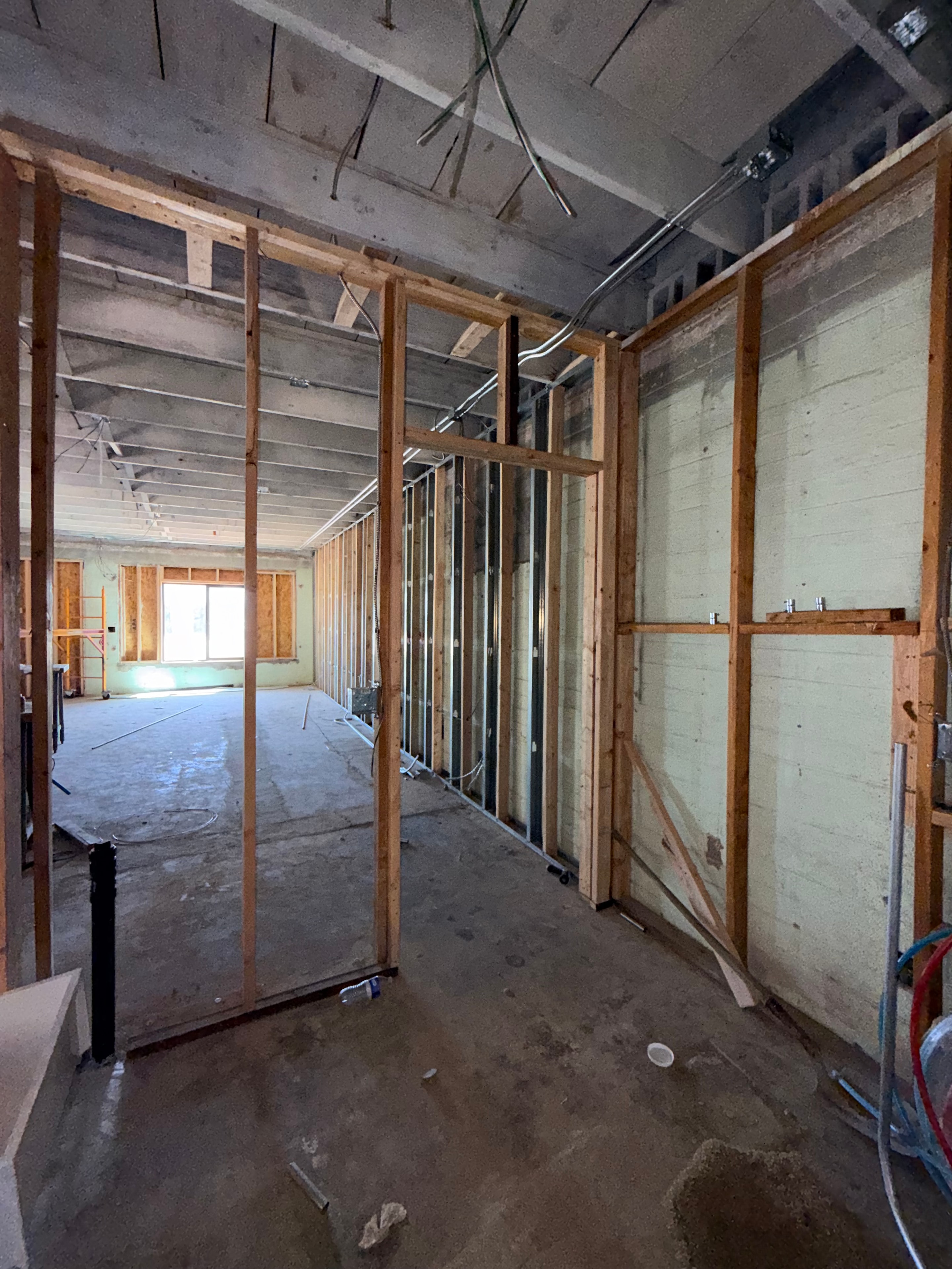 Structural framing and ceiling reconstruction during full gut renovation