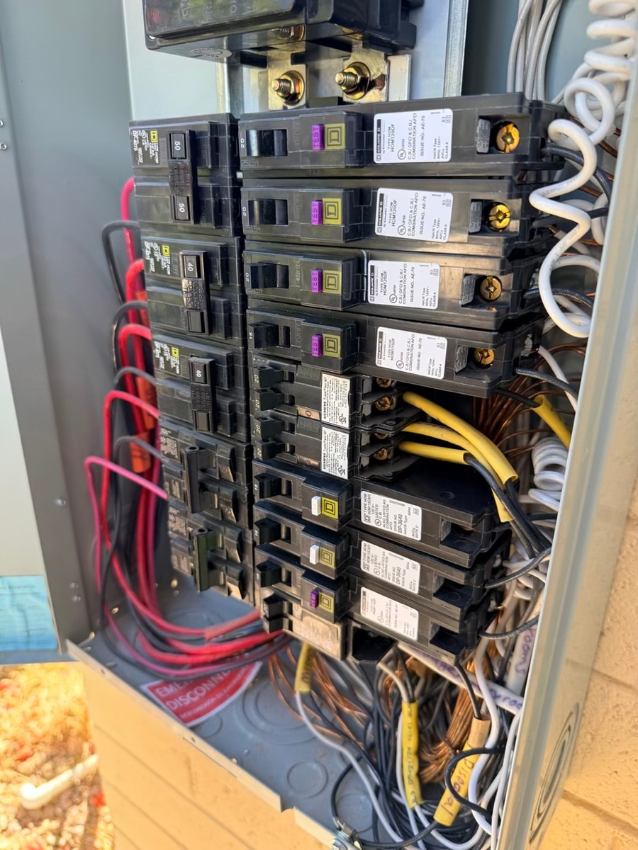 Electrical circuit breaker panel with wiring — RMSERVCORP electrical work