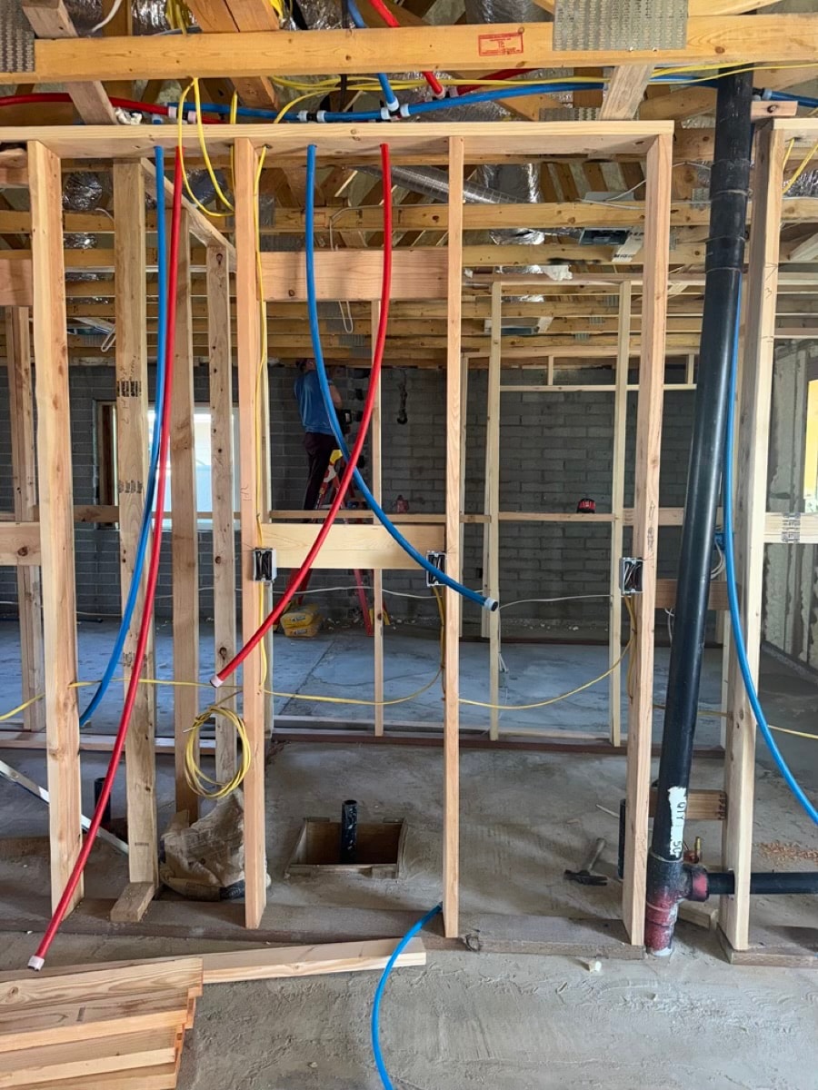 Wooden framing construction with electrical wiring — RMSERVCORP project
